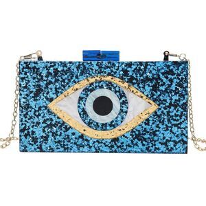 Evil Eye Acrylic Clutch & Shoulder bag (Blue)